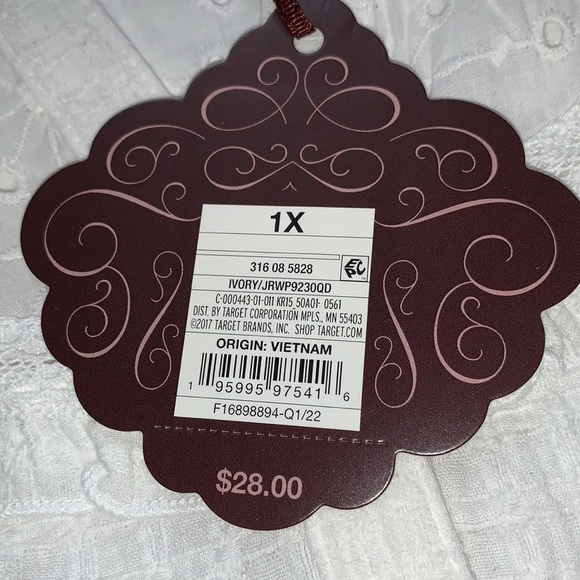 Knox Rose Plus Size Eyelet Textured Button Down Short Sleeve Blouse- White - Picture 6 of 13